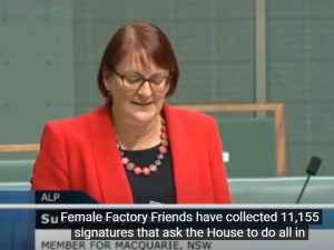 Susan Templeman MP presenting the Parramatta Female Factory National Heritage petition in Federal Parliament