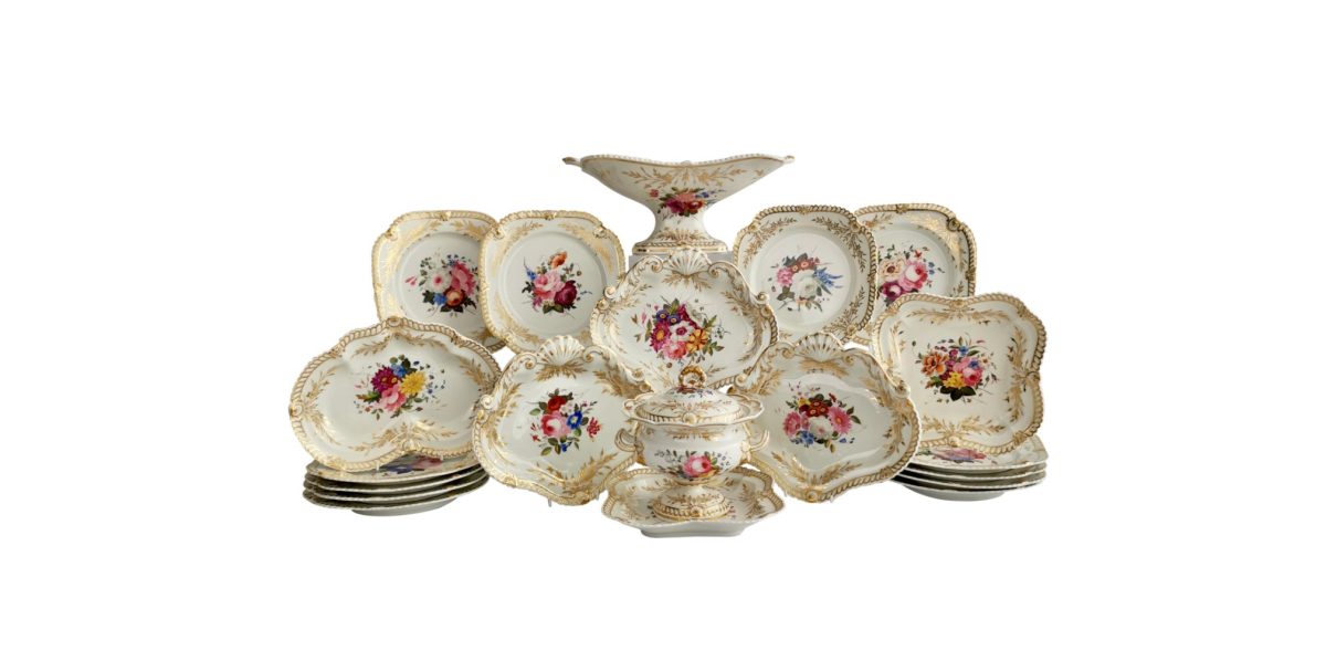 A picture of a crockery set, bone china circa 1820s