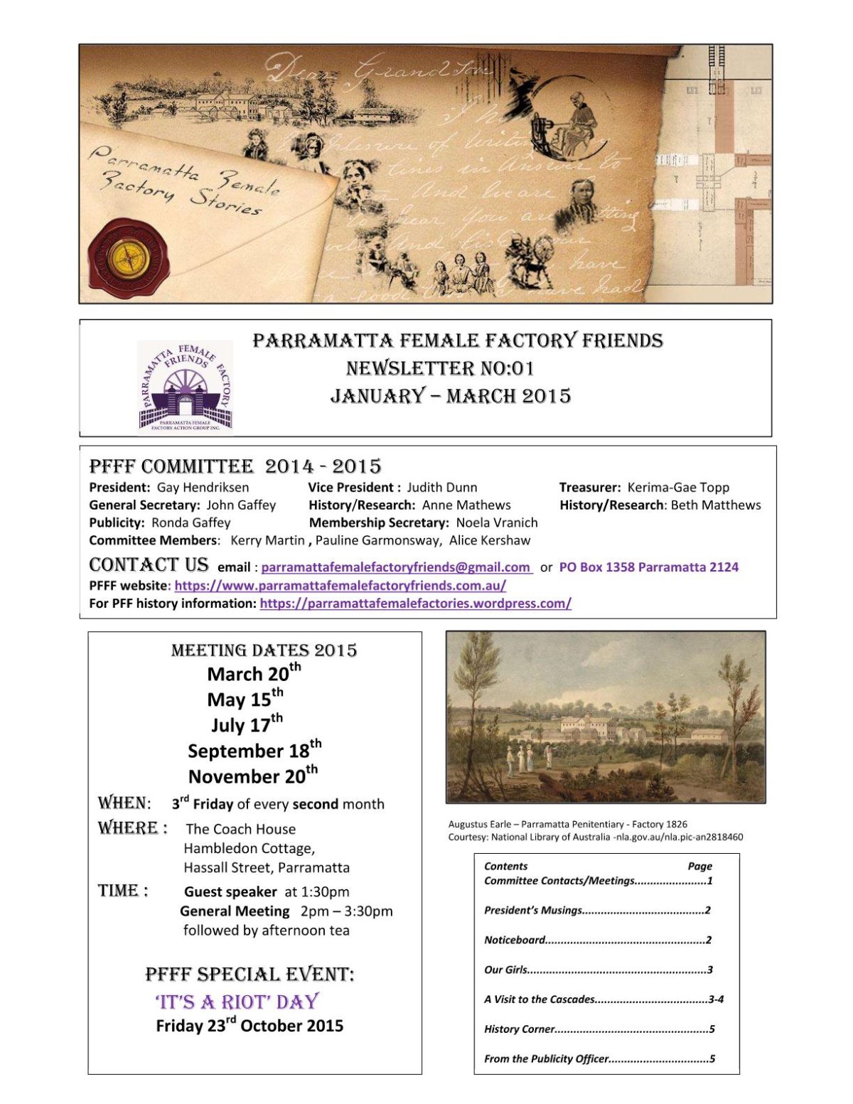 Picture of the PFFF Newsletter No.1