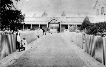 Parramatta Female Factory - looking from the Barracks to the Front Gates 1872
